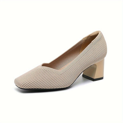 Women's Low-Cut Shoes with Wide Heel, Stretch Upper, and Padded Insole