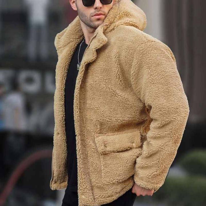 Men's Winter Coat with Hood and Patch Pockets
