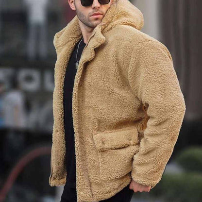 Men's Winter Coat with Hood and Patch Pockets