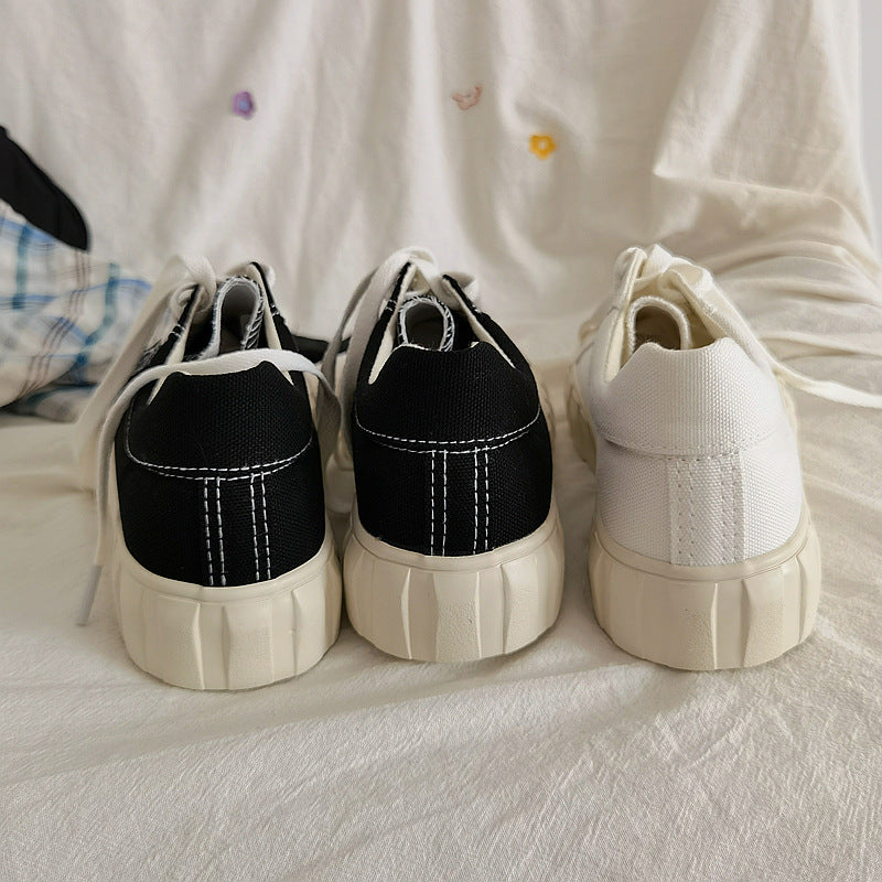 Women's Low-Top Canvas Sneakers with Laces – Rubber Sole