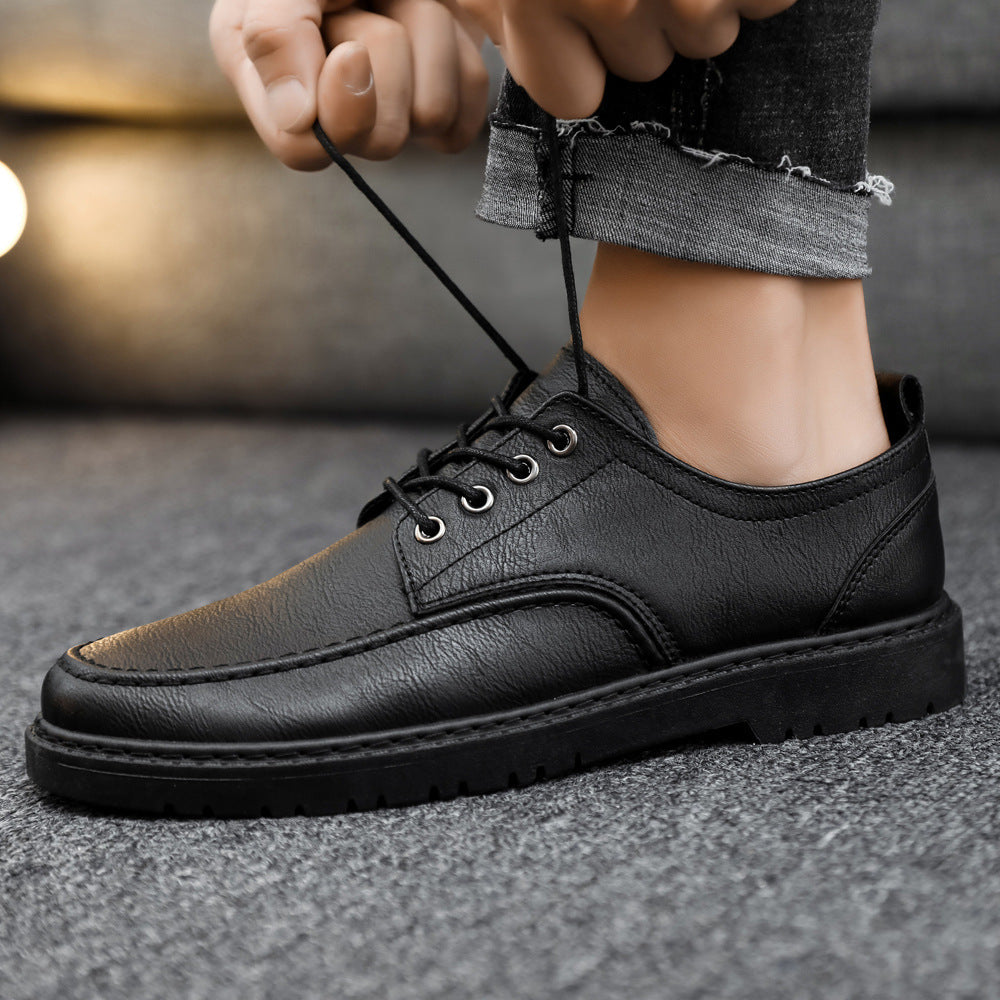 Zapatos brogue de hombre, modelo con cordones y suela de goma - aspecto de piel
