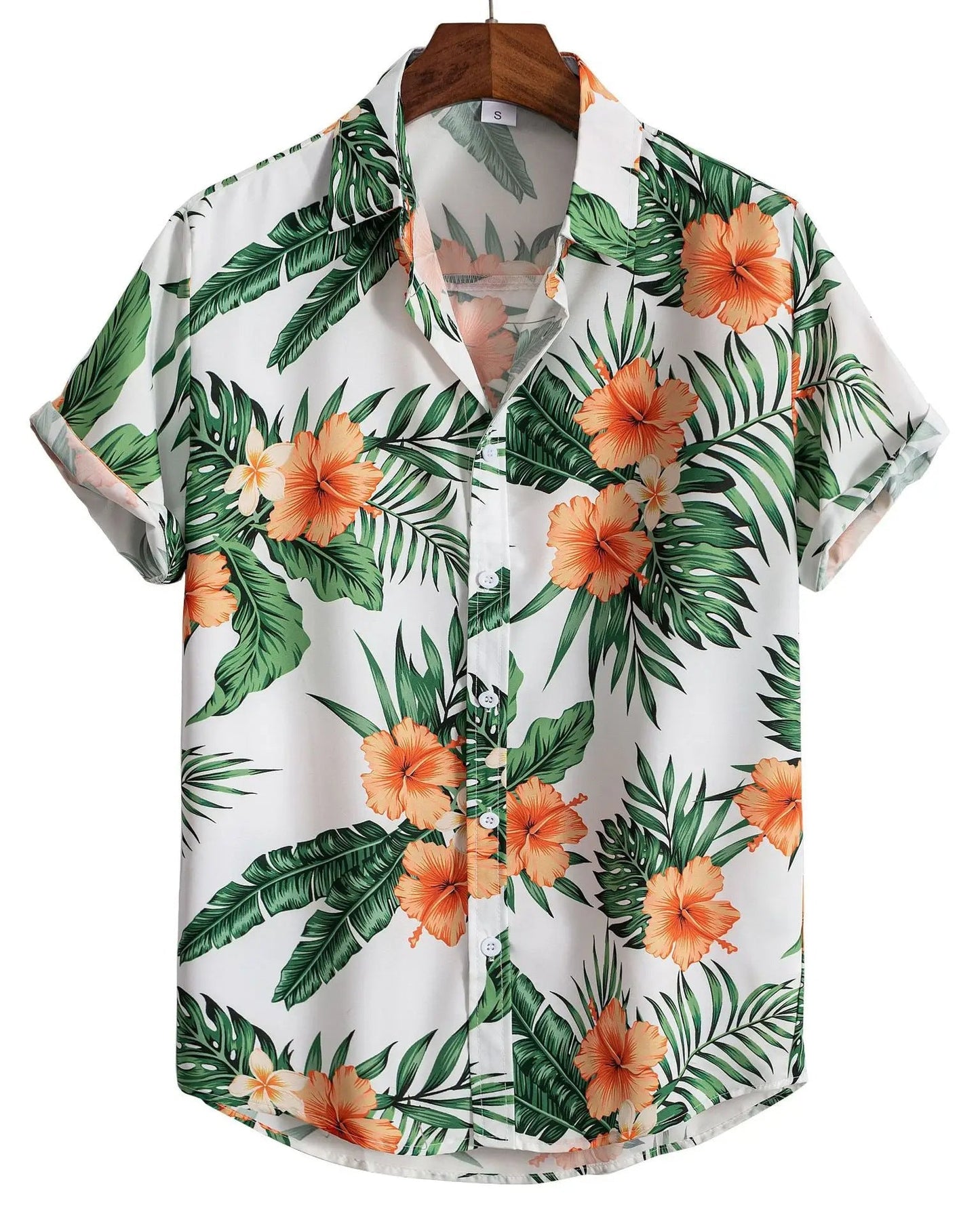 Camicia Uomo a Maniche Corte con Stampa Floreale e Bottoni – Leggera e Comoda