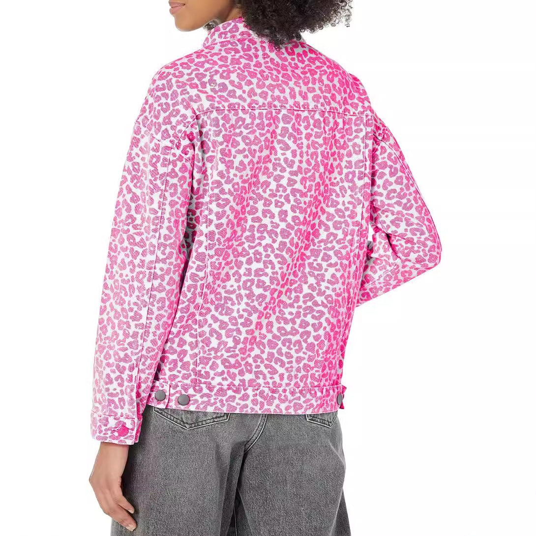 Women's Denim Coat with Long Sleeves, Bow, and Loose Fit