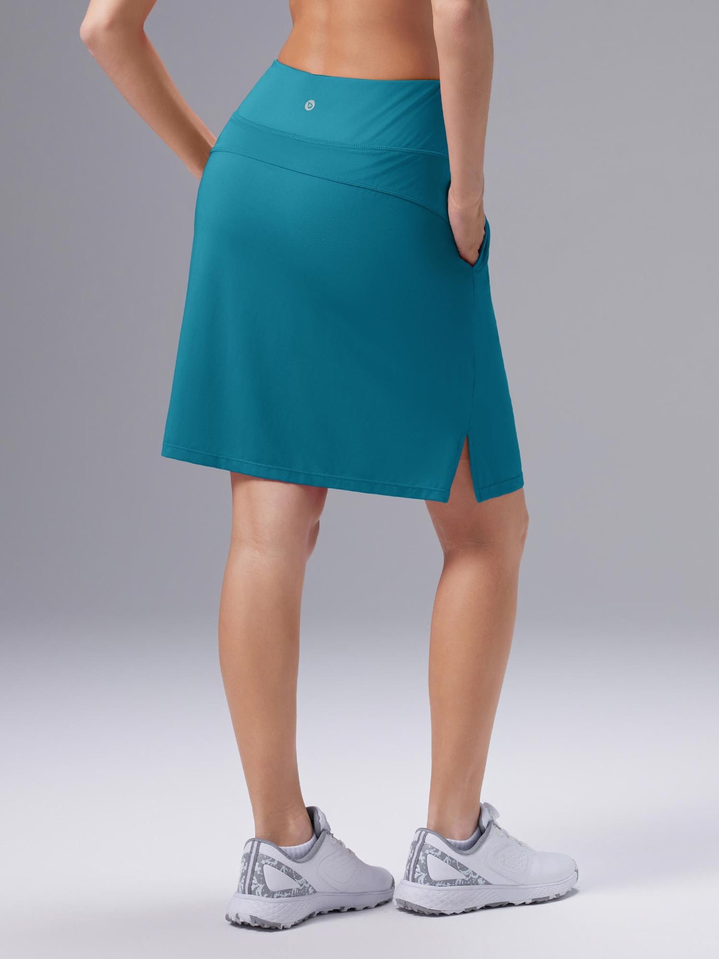 Gonna-Pantaloncino da Donna al Ginocchio, Vita Alta con Pantaloncino Interno e Tasche