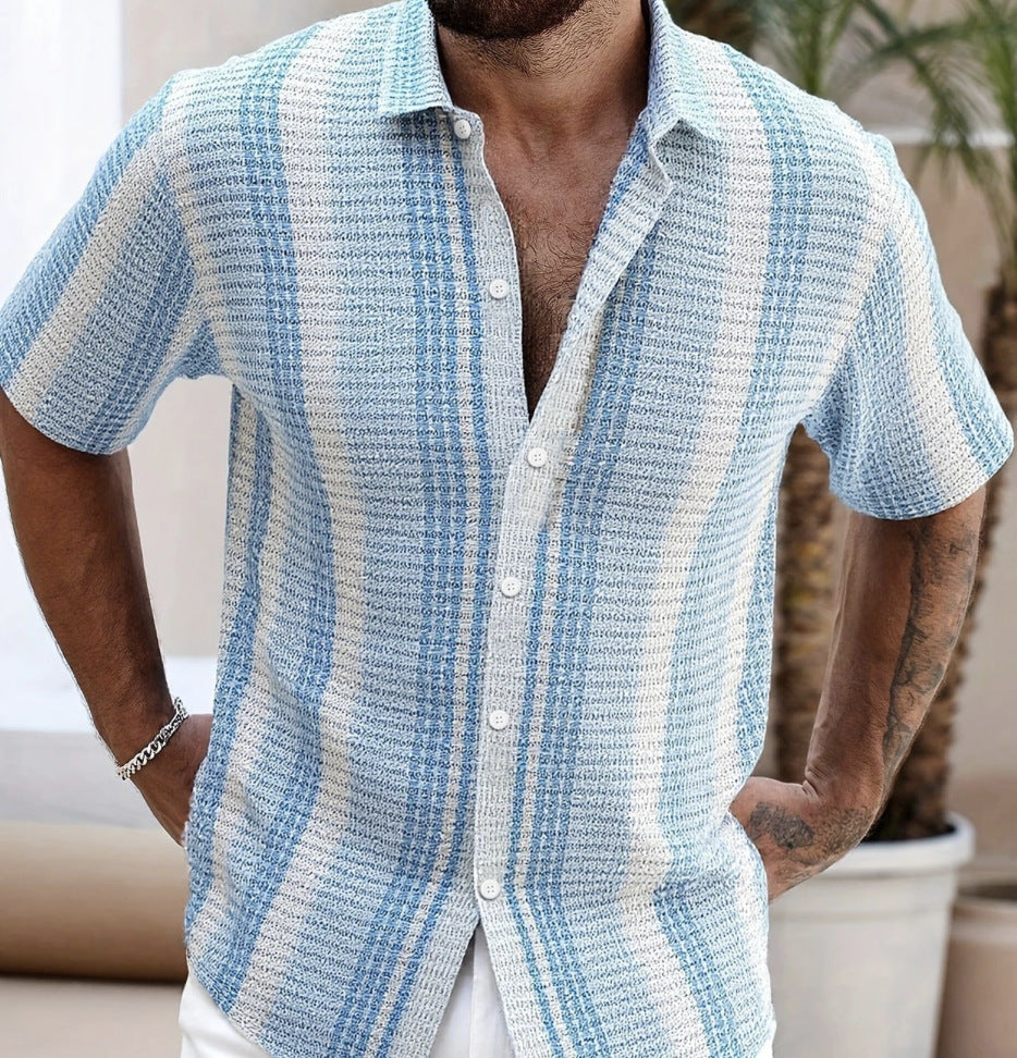 Camicia Estiva Uomo Slim Fit con Stampa Floreale 3D e Maniche Corte – Stile Casual da Spiaggia