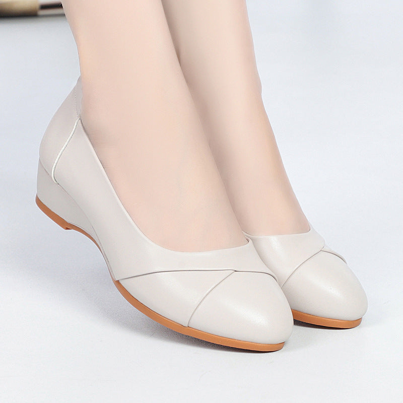 Zapatos de mujer con punta redonda, tacón bajo y diseño sin cierres – zapatos casuales