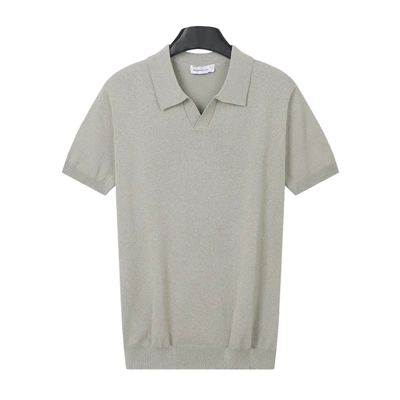 Sommerpolo til mænd i strik med korte ærmer og slim fit
