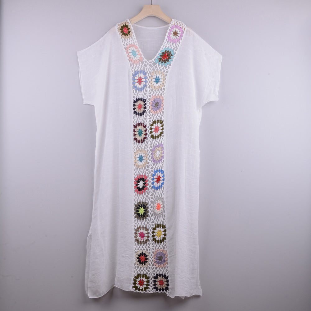 Copricostume Estivo Donna all’Uncinetto con Design a Contrasto