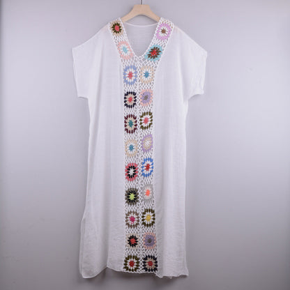 Copricostume Estivo Donna all’Uncinetto con Design a Contrasto