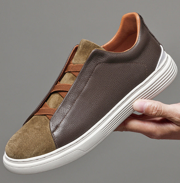 Scarpe Uomo con Lacci, Punta Arrotondata e Tomaia in Stile Pelle – Scarpe Casual
