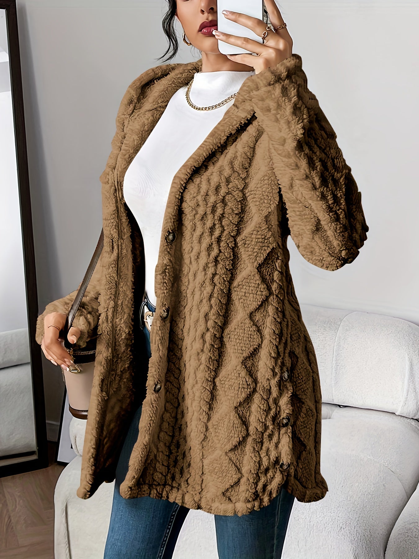Cardigan Donna con Cappuccio Aperto sul Davanti e Vestibilità Morbida – Stile Versatile