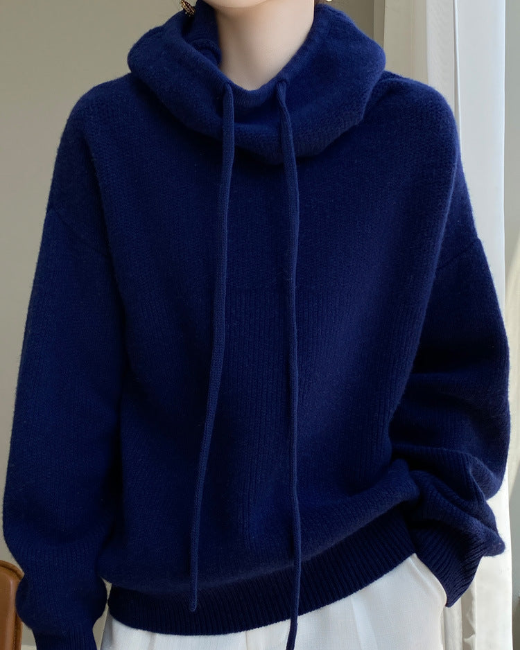 Women's Sweater Knit Pullover with Peter Pan Collar and Long Sleeves