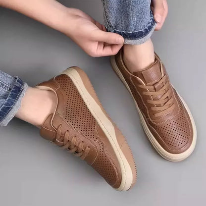 Scarpe Sportive Uomo Traspiranti con Suola Spessa e Dettagli Traforati – Stile Retrò