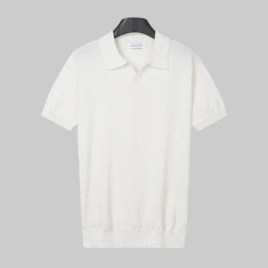 Men’s Summer Slim-Fit Short-Sleeve Knit Polo Shirt