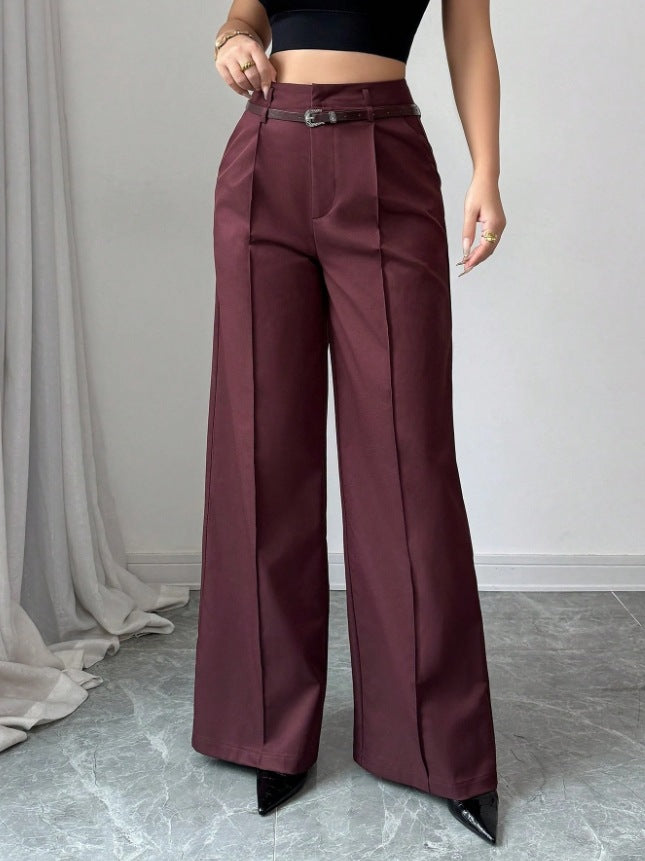 Women's High-Waisted Straight-Leg Pants, Loose Fit