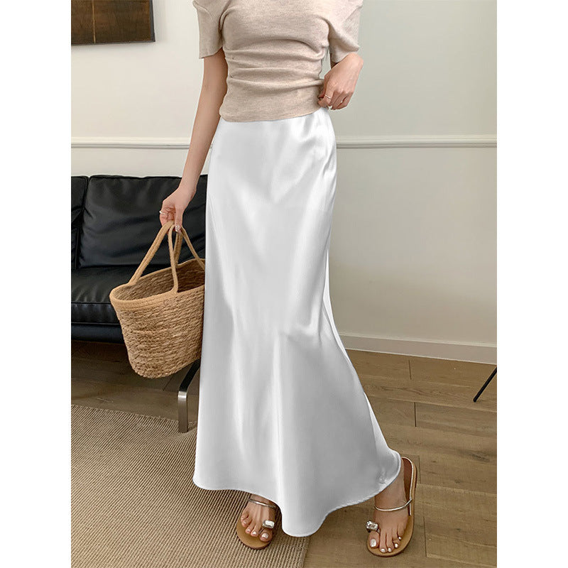 Women's Mid-Length High-Waist Skirt with Side Design