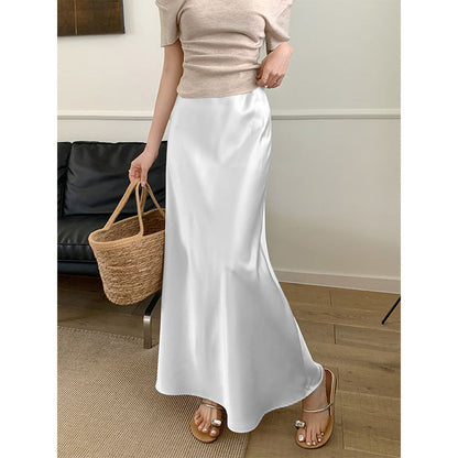 Women's Mid-Length High-Waist Skirt with Side Design