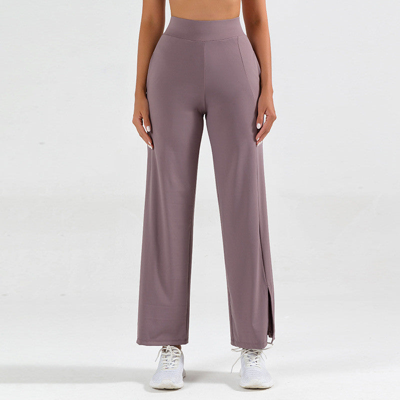 Women's Elephant Leg Yoga Pants with Side Slit – Wide Leg