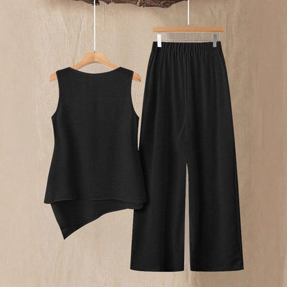 Completo Donna Due Pezzi con Top Senza Maniche e Pantaloni a Gamba Dritta – Completo Casual Elegante