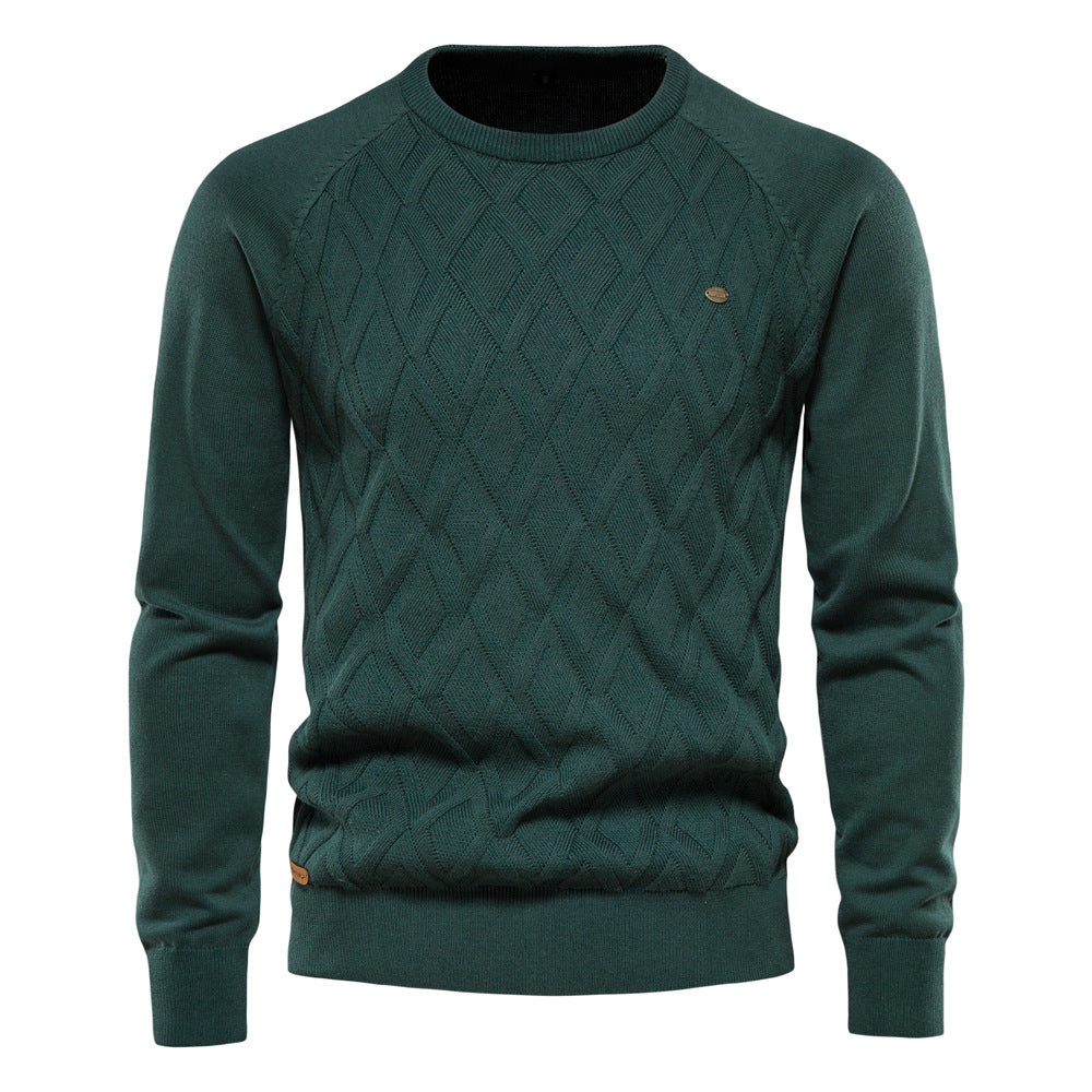 Maglione da Uomo Pullover a Girocollo a Manica Lunga Colore Unito