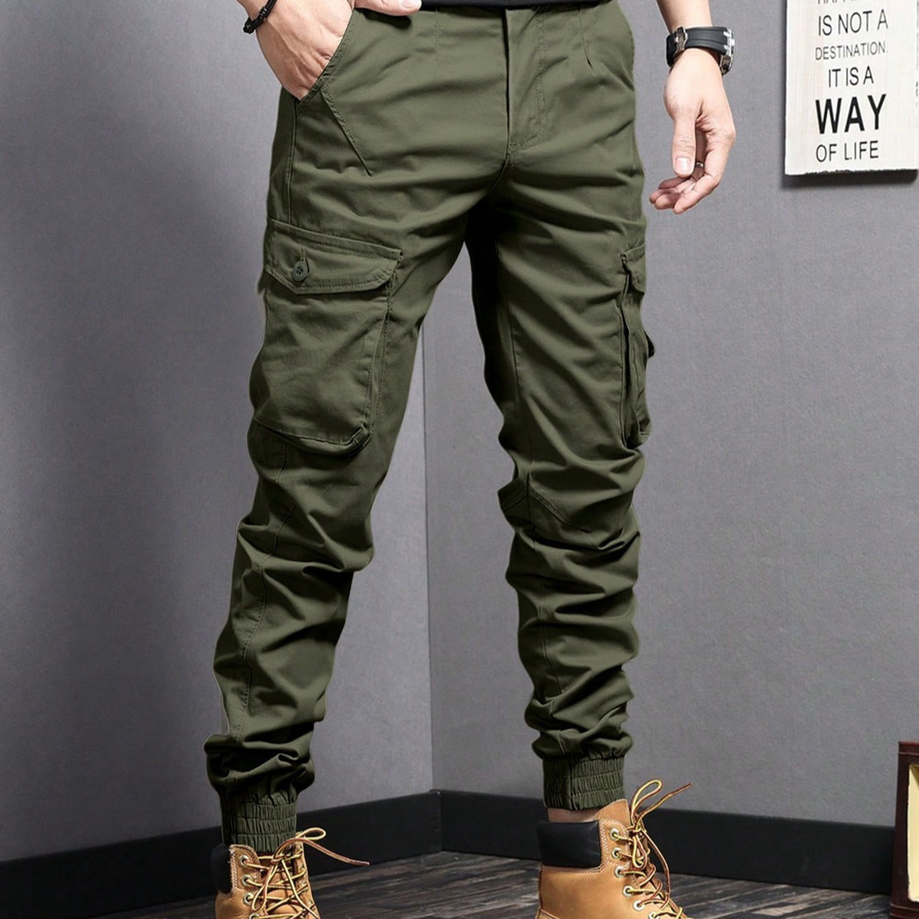 Pantaloni Uomo da Lavoro con Coulisse e Multi-Tasche – Gamba Dritta