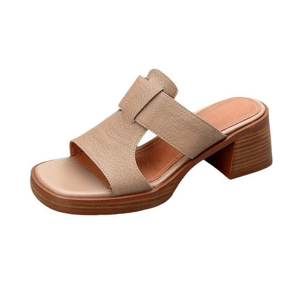 Sandalias de mujer con tacón ancho, punta cuadrada y correa en el tobillo – Sandalias elegantes