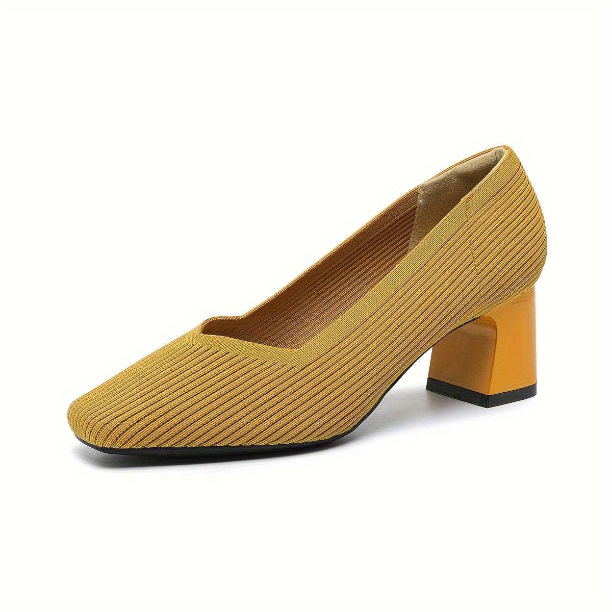 Women's Low-Cut Shoes with Wide Heel, Stretch Upper, and Padded Insole