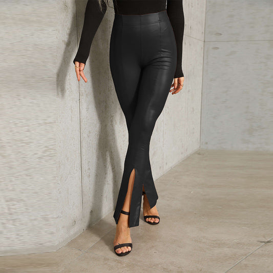 High-Waisted Flared Girl's Pants with Slit on the Hem