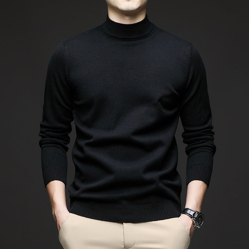 Men's Sweater Pullover with Half Turtleneck and Slim Fit