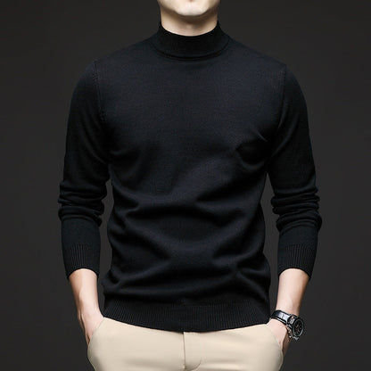 Men's Sweater Pullover with Half Turtleneck and Slim Fit