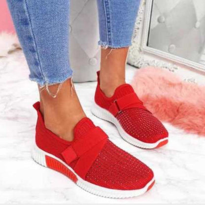 Low-Top Women's Gym Shoes with Round Toe, Knit Upper, and Rubber Sole – Sneaker Style