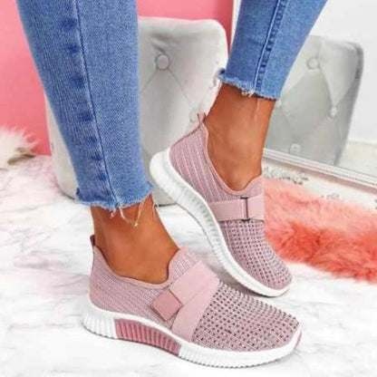 Low-Top Women's Gym Shoes with Round Toe, Knit Upper, and Rubber Sole – Sneaker Style