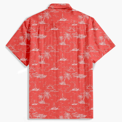 Camicia Uomo Estiva a Maniche Corte con Stampa Palme e Bottoni Frontali – Stile Casual