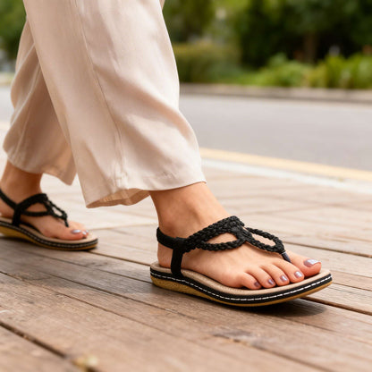 Women's Open Toe Sandals with Decorative Knot and Padded Non-Slip Sole – Casual Sandals