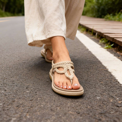 Women's Open Toe Sandals with Decorative Knot and Padded Non-Slip Sole – Casual Sandals