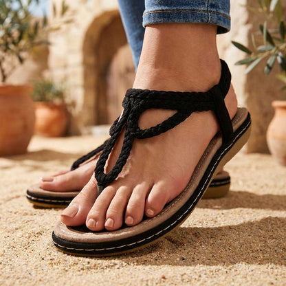 Women's Open Toe Sandals with Decorative Knot and Padded Non-Slip Sole – Casual Sandals