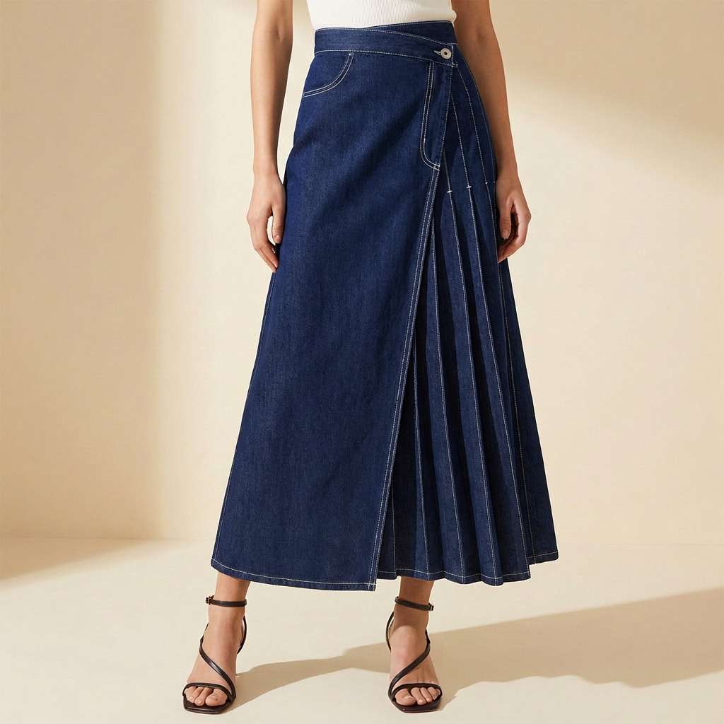 Gonna Donna in Denim a Vita Alta con Spacco Frontale – Stile Casual Estivo
