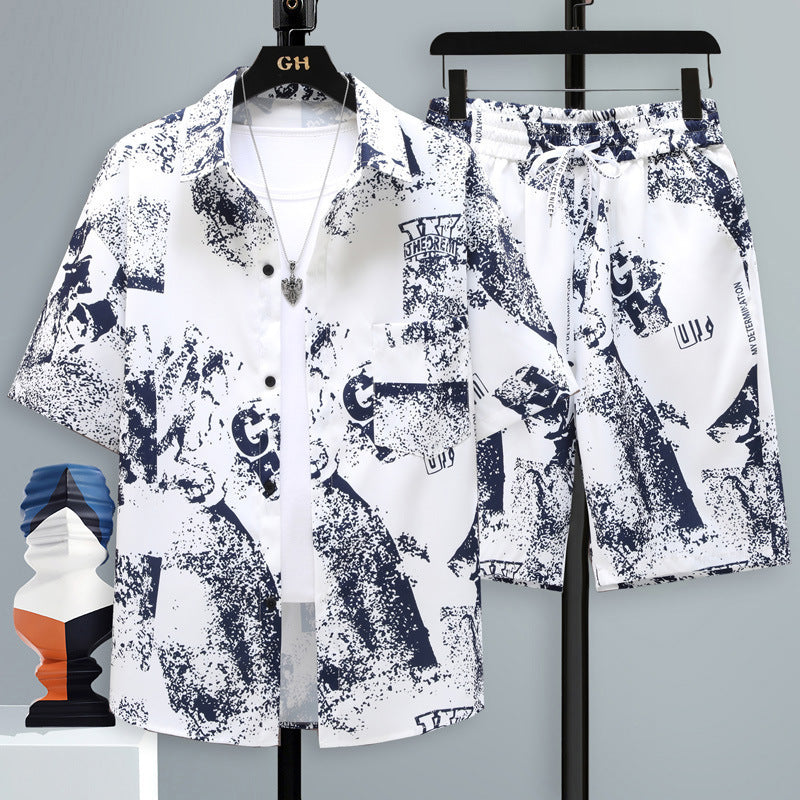 Men's Summer Two-Piece Set with Short-Sleeve T-Shirt and Shorts – Casual Sports Set