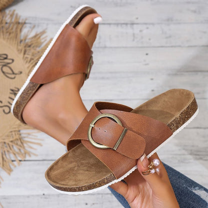 Zapatillas bajas para mujer tipo slip-on con detalle metálico – efecto piel
