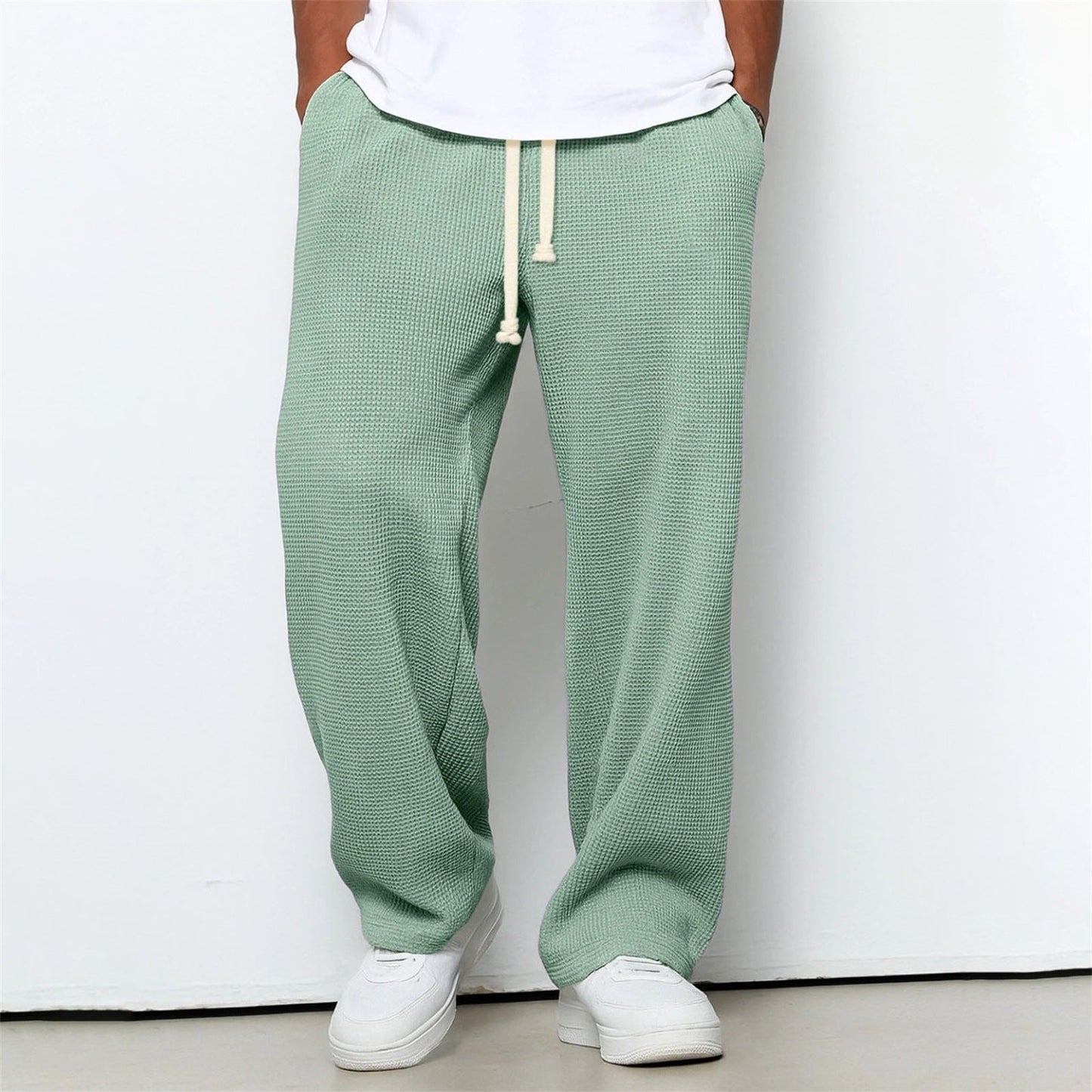 Men's Athleisure Straight-Leg Honeycomb Knit Pants – Comfortable Fit