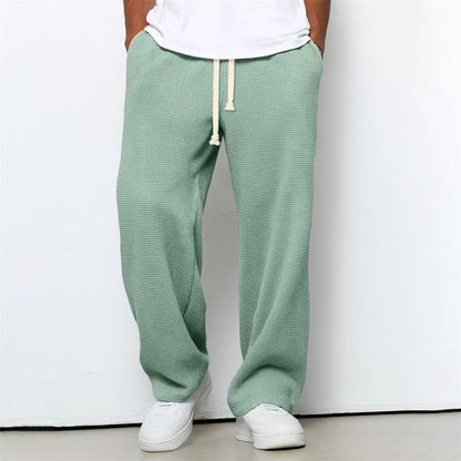 Men's Athleisure Straight-Leg Honeycomb Knit Pants – Comfortable Fit