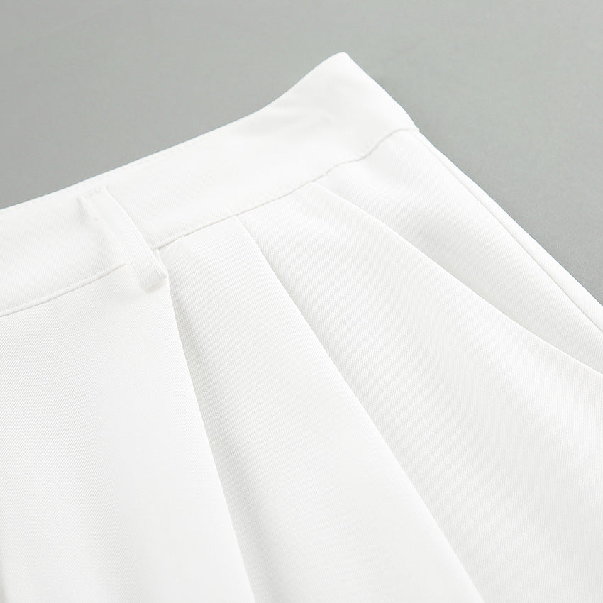 Pantalones de Mujer de Cintura Alta con Pierna Recta y Corte Amplio