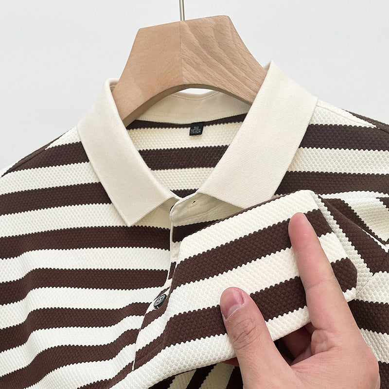 Men's Striped T-Shirt with Short Sleeves and Crew Neck