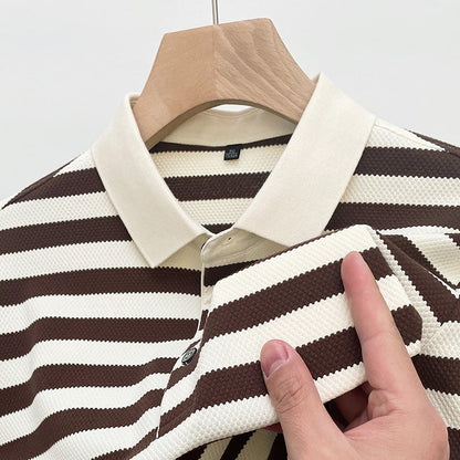 Men's Striped T-Shirt with Short Sleeves and Crew Neck