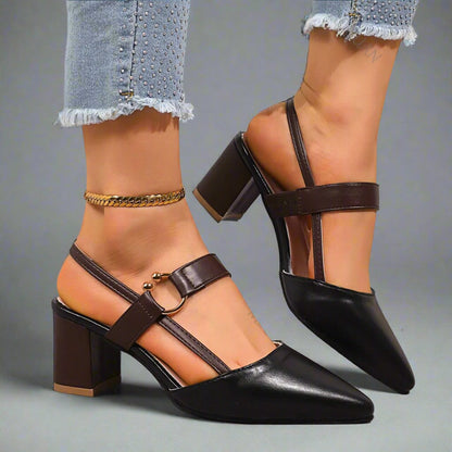 Damesko Slingback med Bred Hæl og Buefodsstøtte – Elegant Stil