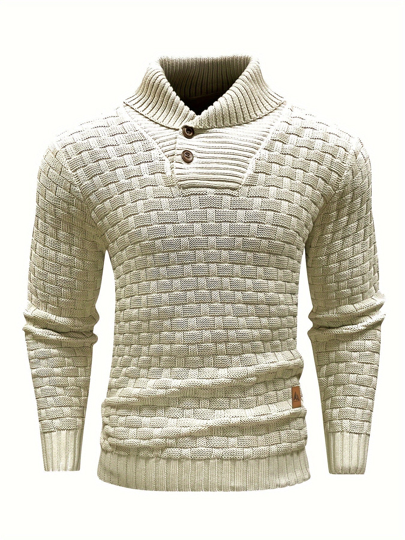 Maglione Uomo in Maglia Waffle con Collo a Sciarpa
