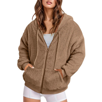 Sudadera larga otoñal para mujer con diseño de color liso