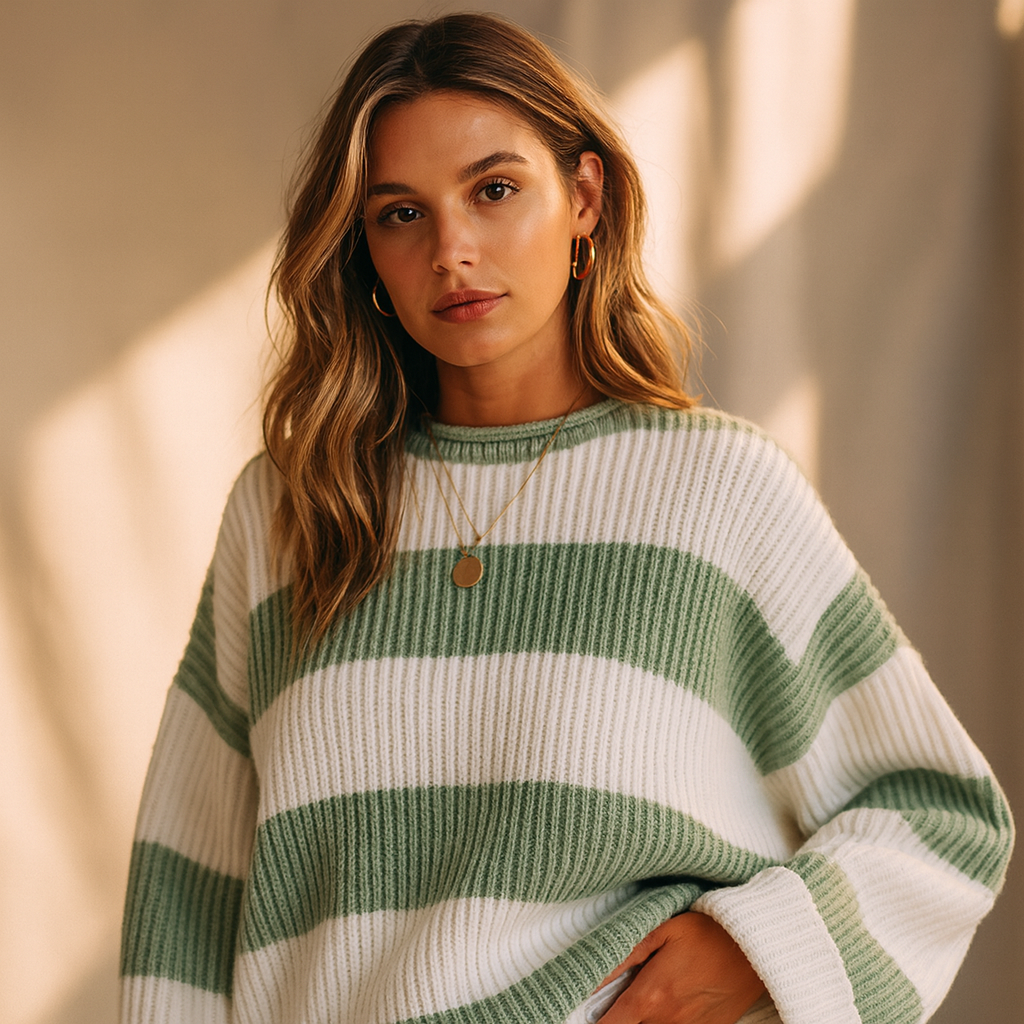 Maglione Donna a Righe Colorate con Vestibilità Comoda – Stile Casual