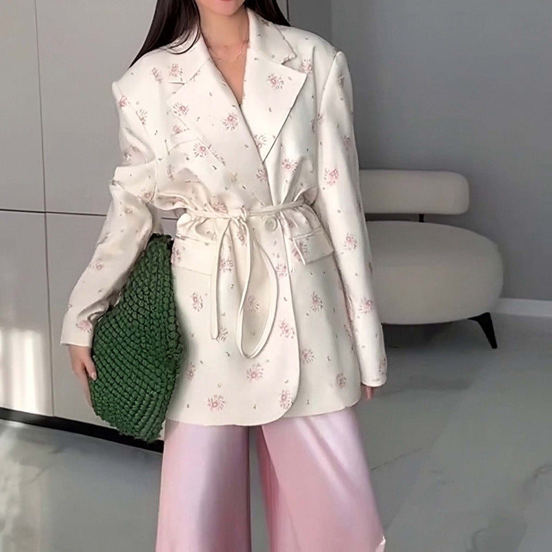 Chaqueta ligera de mujer para primavera con escote en V, cierre de lazada y mangas largas