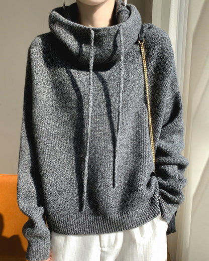 Women's Sweater Knit Pullover with Peter Pan Collar and Long Sleeves